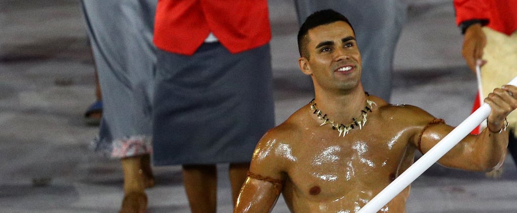 Hot Tonga Flag Bearer at the Olympics Opening Ceremony