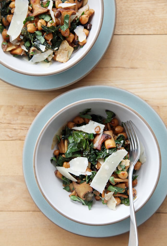 1-Pan Mushrooms, Chickpeas, and Kale