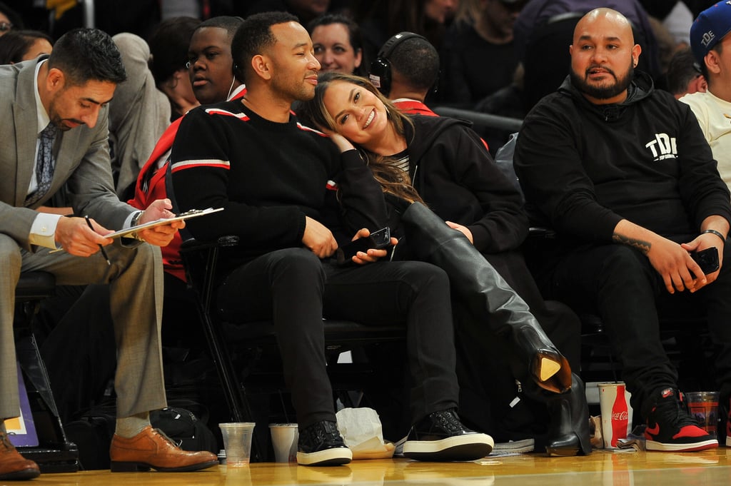 Chrissy Teigen and John Legend at LA Lakers Game Nov. 2017