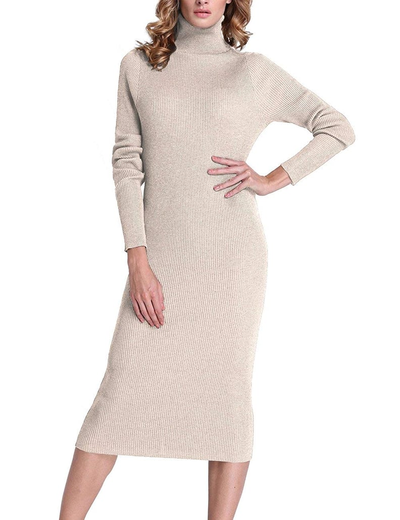 Rocorose Turtleneck Ribbed Sweater Dress