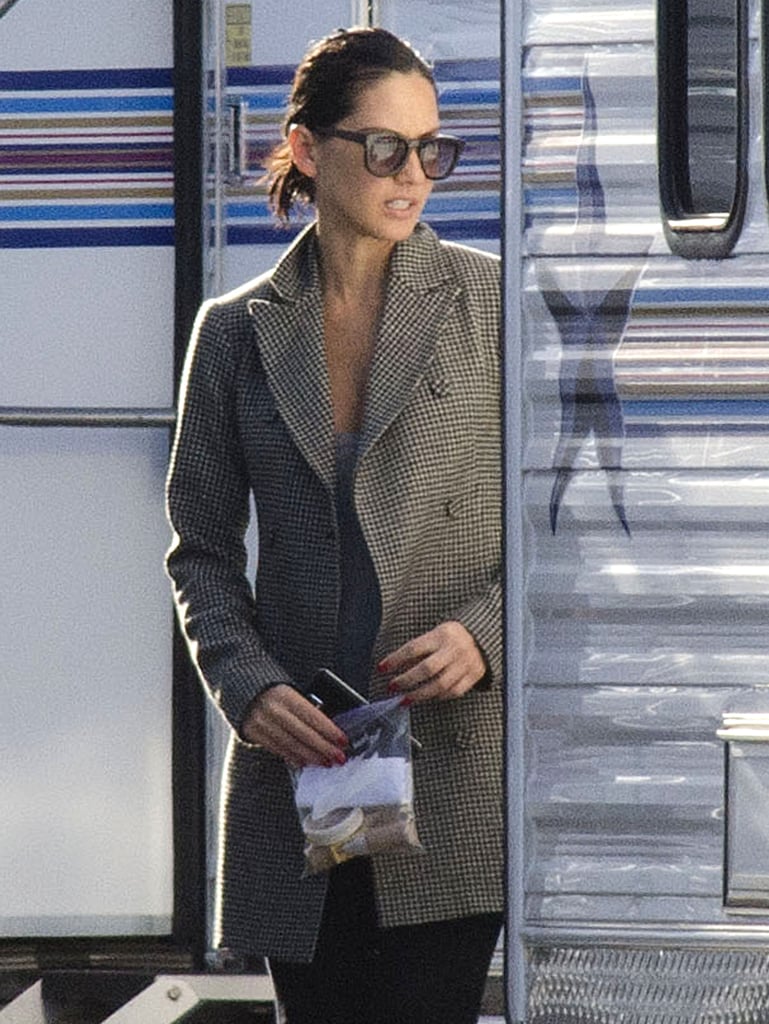 Olivia Munn was covered up on the set of Mortdecai in LA's Sylmar neighborhood on Thursday.