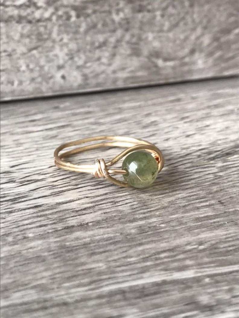 Fidget Green Jasper Ring With Gold Band
