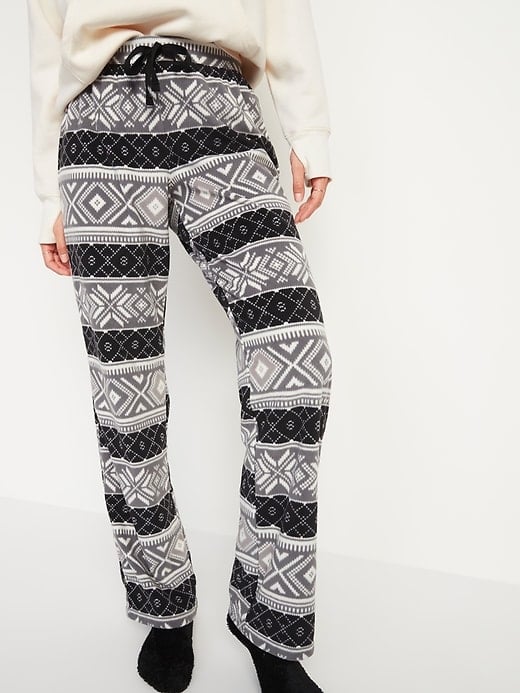 Mid-Rise Patterned Micro Performance Fleece Pajama Pants for Women