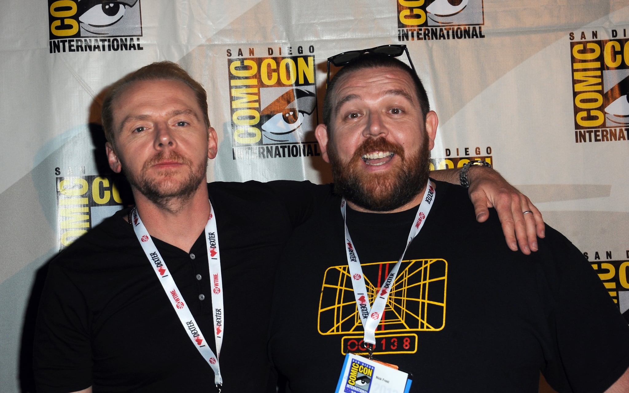 SAN DIEGO, CA - JULY 19:  Actors Simon Pegg and Nick Frost attend The World's End: Edgar Wright, Simon Pegg And Nick Frost Reunited panel as part of Comic-Con International 2013 held at San Diego Convention Centre on Friday July 19, 2012 in San Diego, California.  (Photo by Albert L. Ortega/Getty Images)