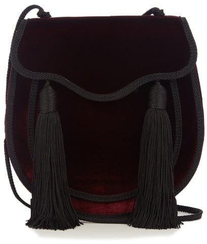 Saint Laurent Opium 2 tassel-trimmed velvet shoulder bag ($1,250)