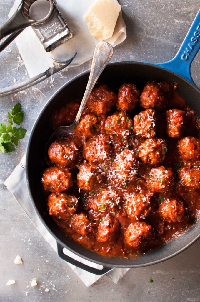 Cook meatballs IN their sauce.