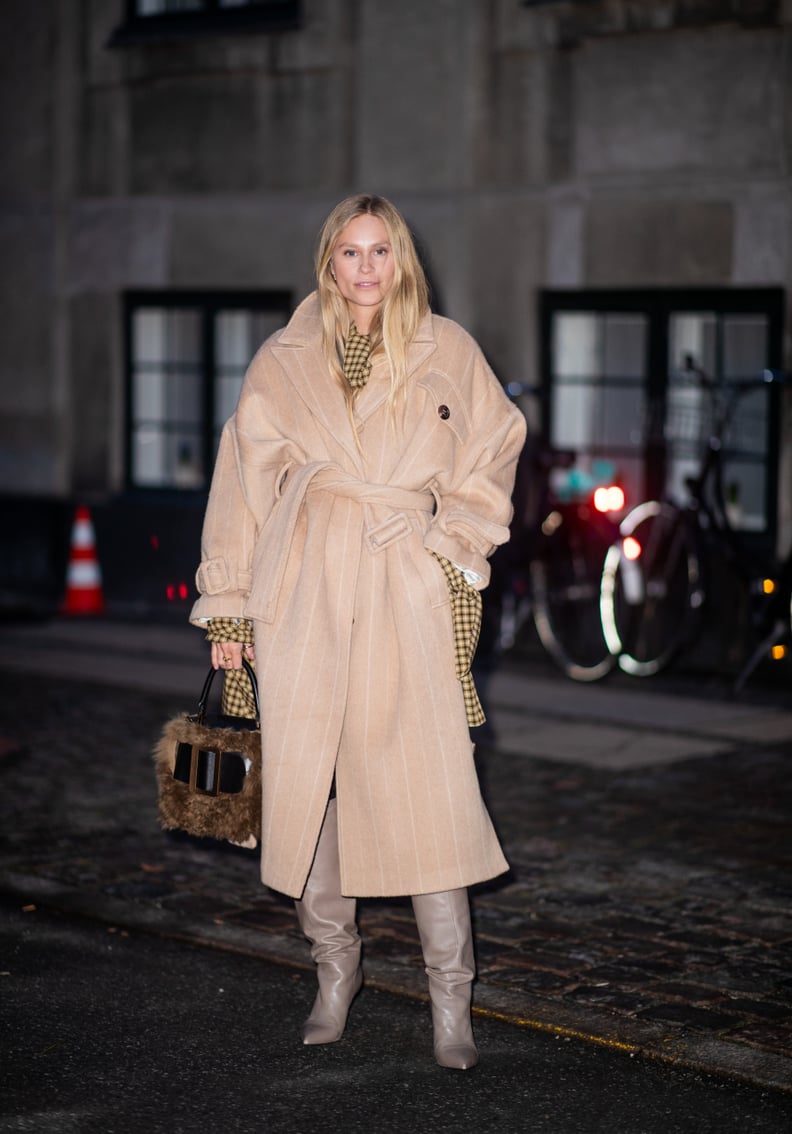 Bundle Up in a Thick Coat and Slouchy Boots