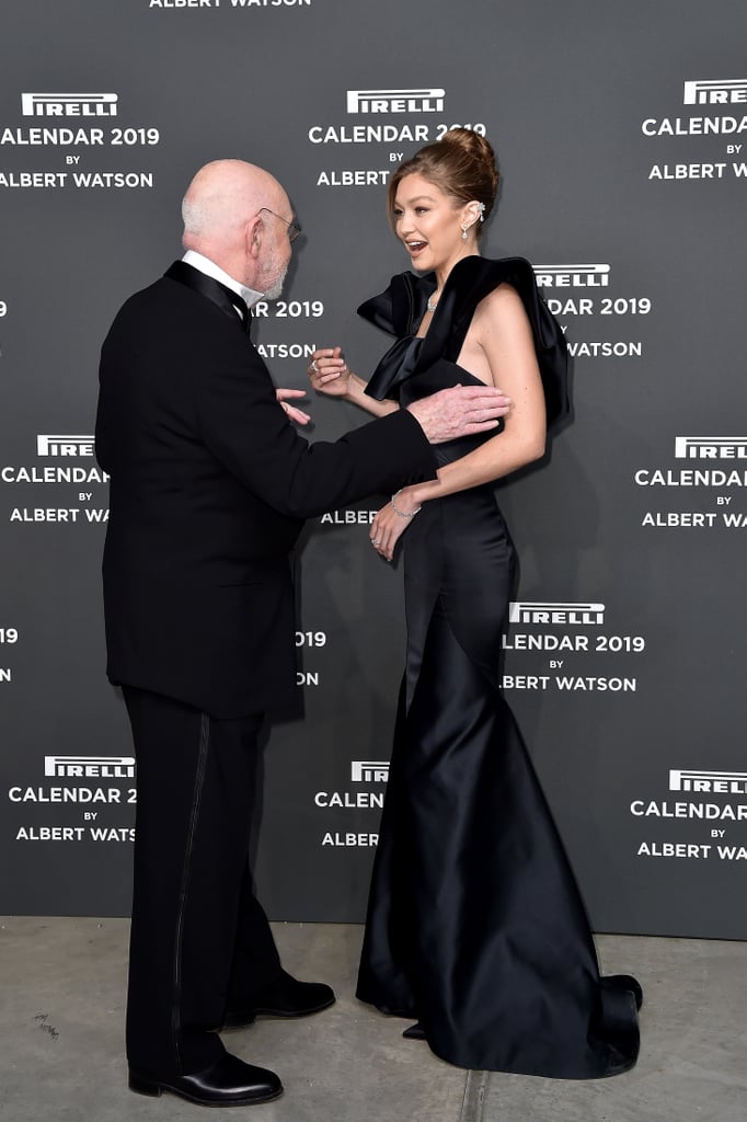 Gigi Hadid Black Zac Posen Dress at Pirelli Calendar Event