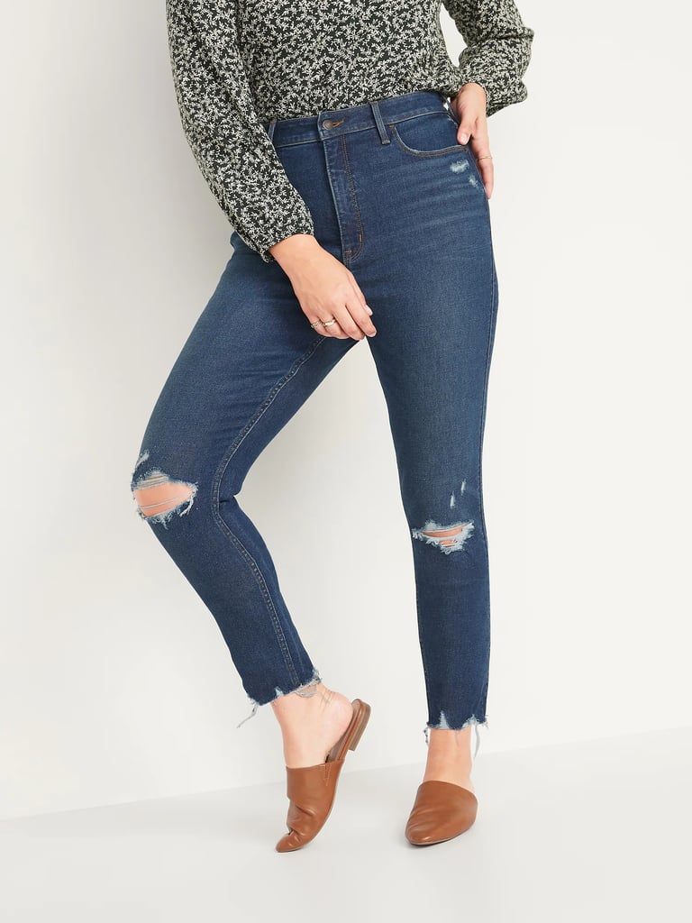 Old Navy Extra High-Waisted Rockstar 360° Stretch Super Skinny Ripped Ankle Jeans