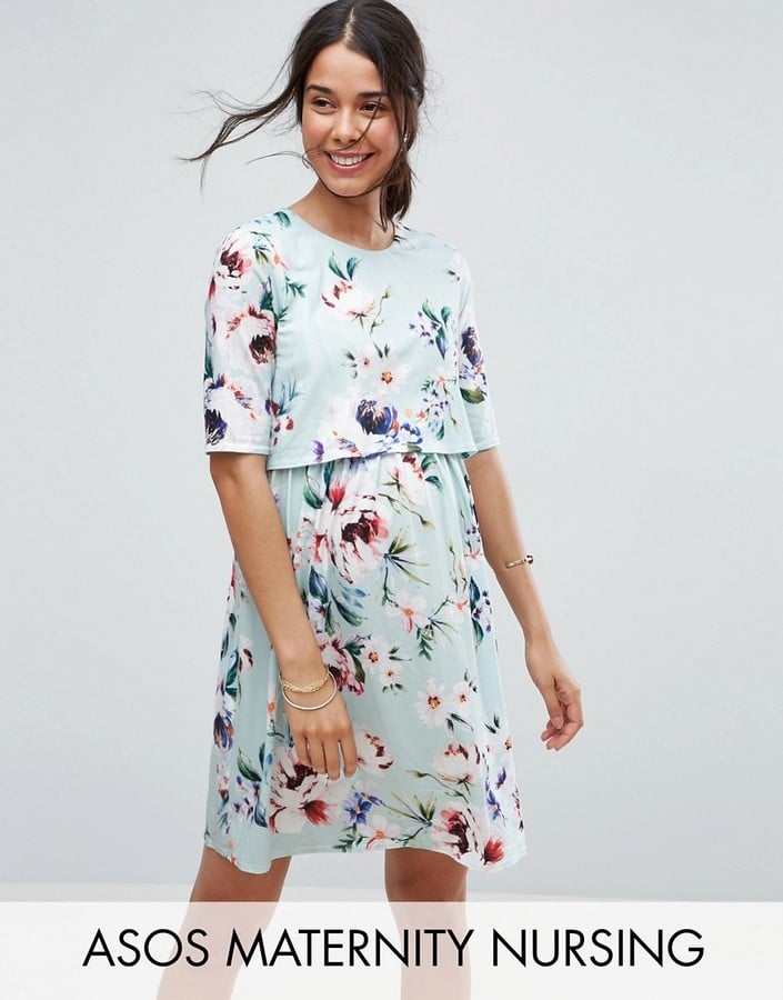 ASOS Double Layer Dress in Light Blue Base Floral