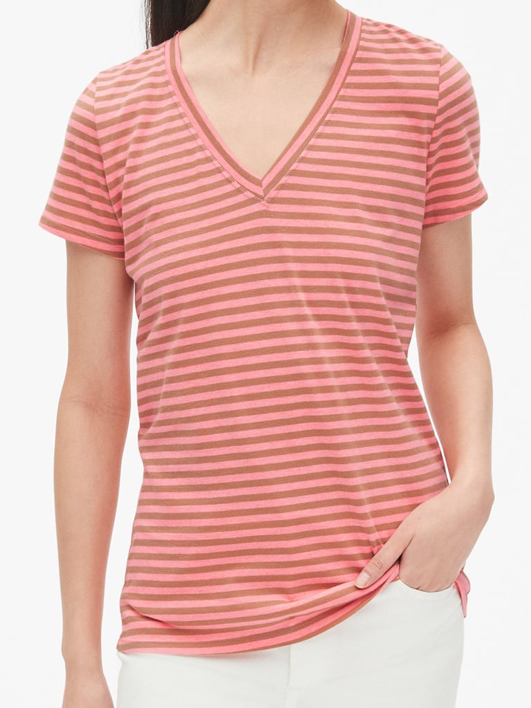 Vintage Wash Stripe V-Neck T-Shirt