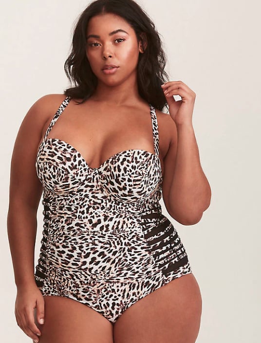 Torrid Leopard Print Mesh Insert One-Piece Swimsuit