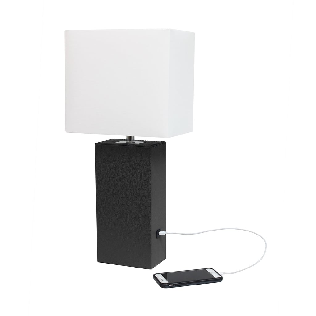 For Side Tables: Elegant Designs Modern Leather Table Lamp