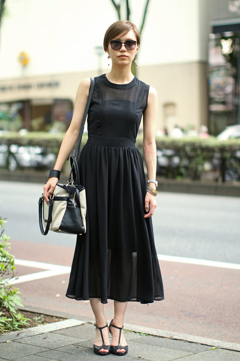 A classic black midi dress