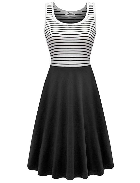 Herou Women s Sleeveless Casual Cotton Tank Striped Dress 21