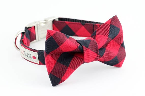 Buffalo Plaid Dog Bowtie Collar