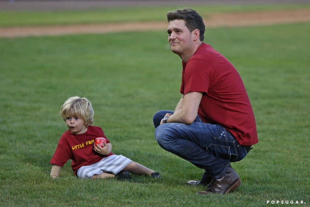 Michael Bublé and Son Noah Throwing Out First Pitch