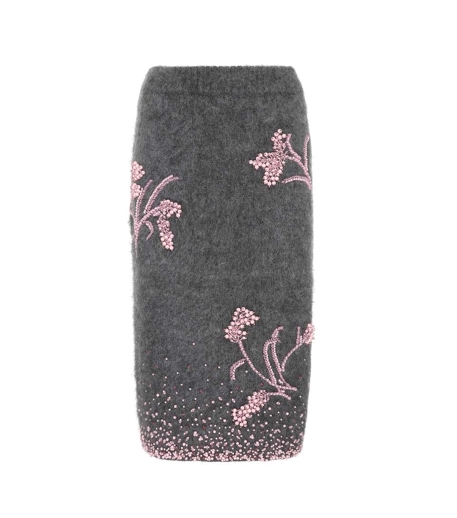 Prada Embellished Mohair-Blend Pencil Skirt
