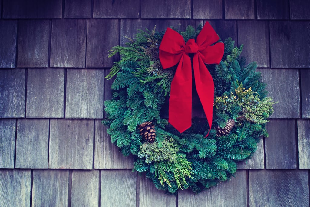Christmas Zoom Background: Wreath With Red Bow