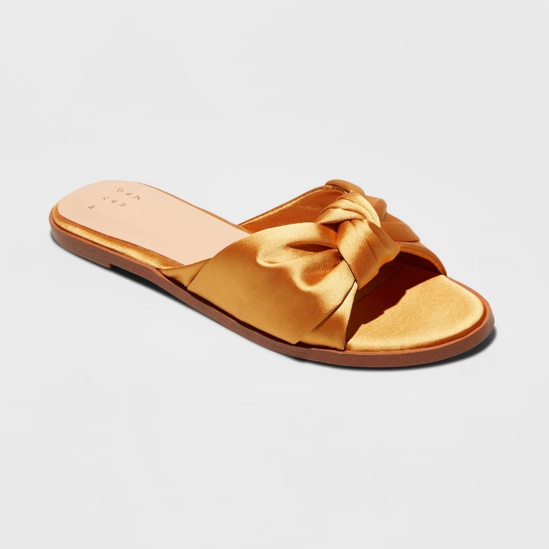 Stacia Knotted Satin Slide Sandals