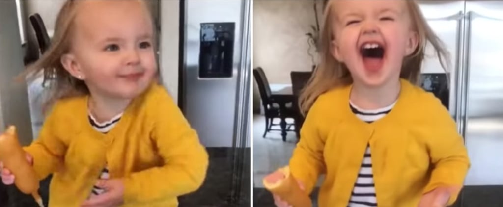Toddler Girl Holding Corn Dog Dances to Beyonce