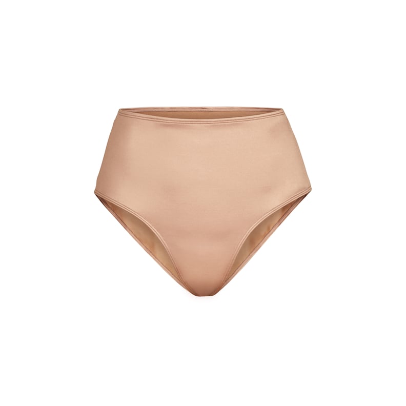 Skims Stretch Satin High-Waisted Brief in Desert Clay