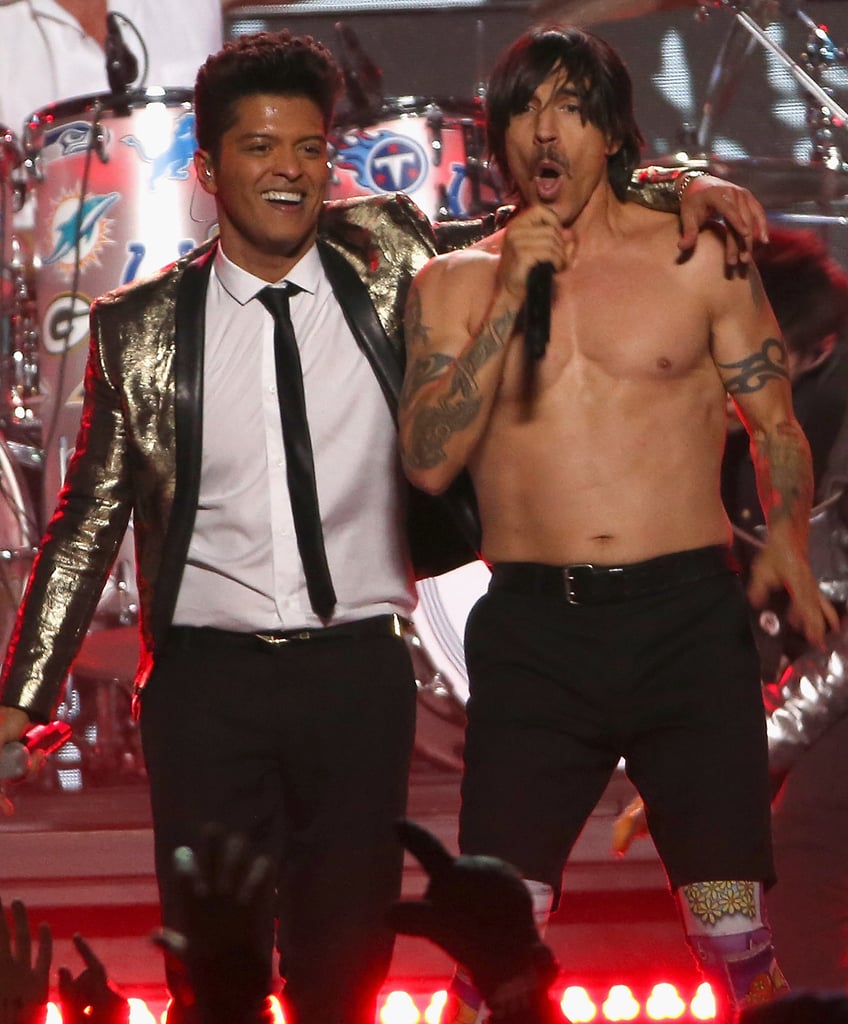Bruno Mars and the Red Hot Chili Peppers performed at the halftime show.
Bruno Mars and the Red Hot Chili Peppers performed at the halftime show.