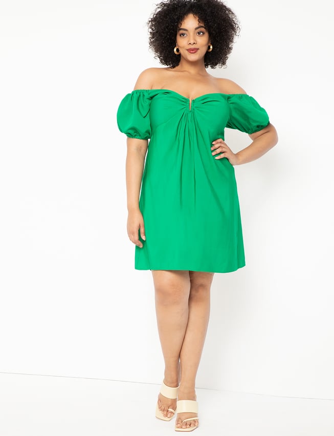 Eloquii Puff Sleeve Off the Shoulder Dress