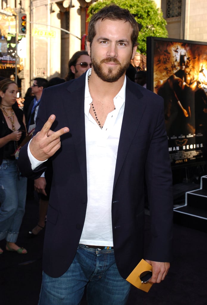 When He Rocked Facial Hair and a Peace Sign For the Batman Begins Premiere