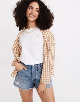 Madewell Curvy Relaxed Denim Shorts in Homecrest Wash: Ripped Edition