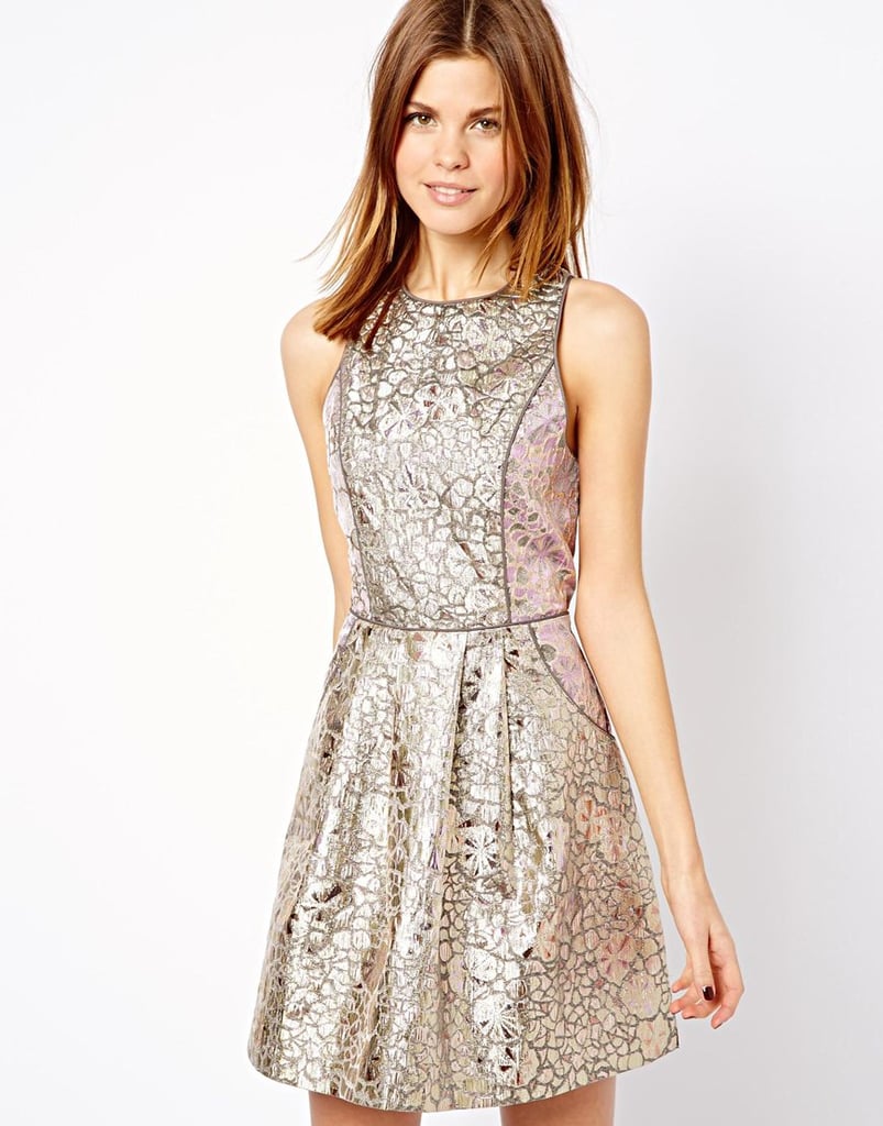 A Wear Metallic Floral Racer Dress