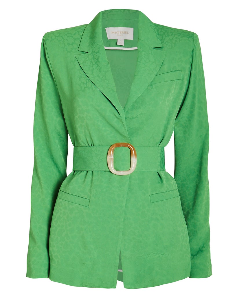 Matériel Belted Leopard Jacquard Blazer