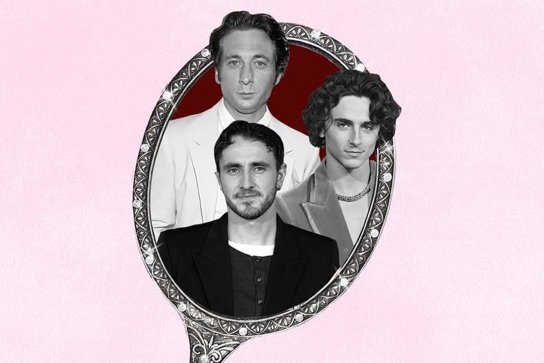collage of Jeremy Allen White, Timothee Chalamet, and Paul Mescal