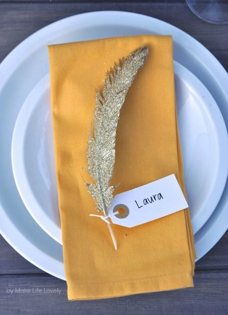 Gold Glittered Feathers Gold Glittered Feathers