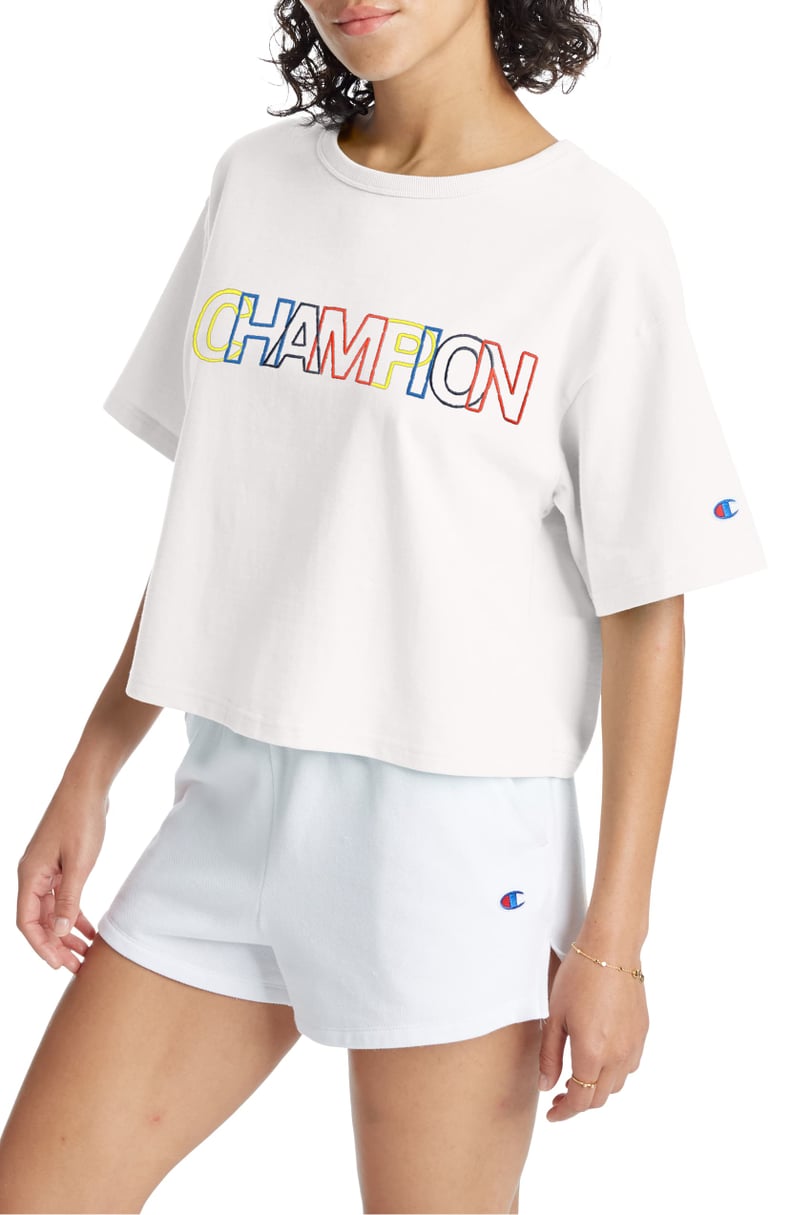 Champion Heritage Logo Embroidered Crop T-Shirt