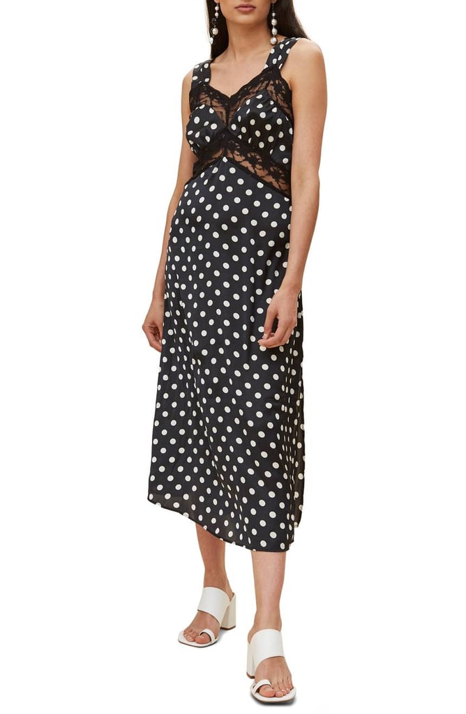 Topshop Polka Dot Lace Satin Slipdress