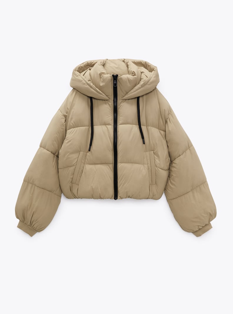 Zara Women's Water and Wind Protection Cropped Puffer Jacket