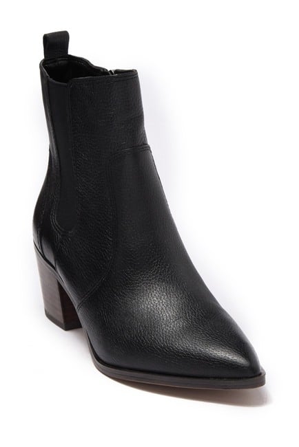 Leather Block Heel Boots