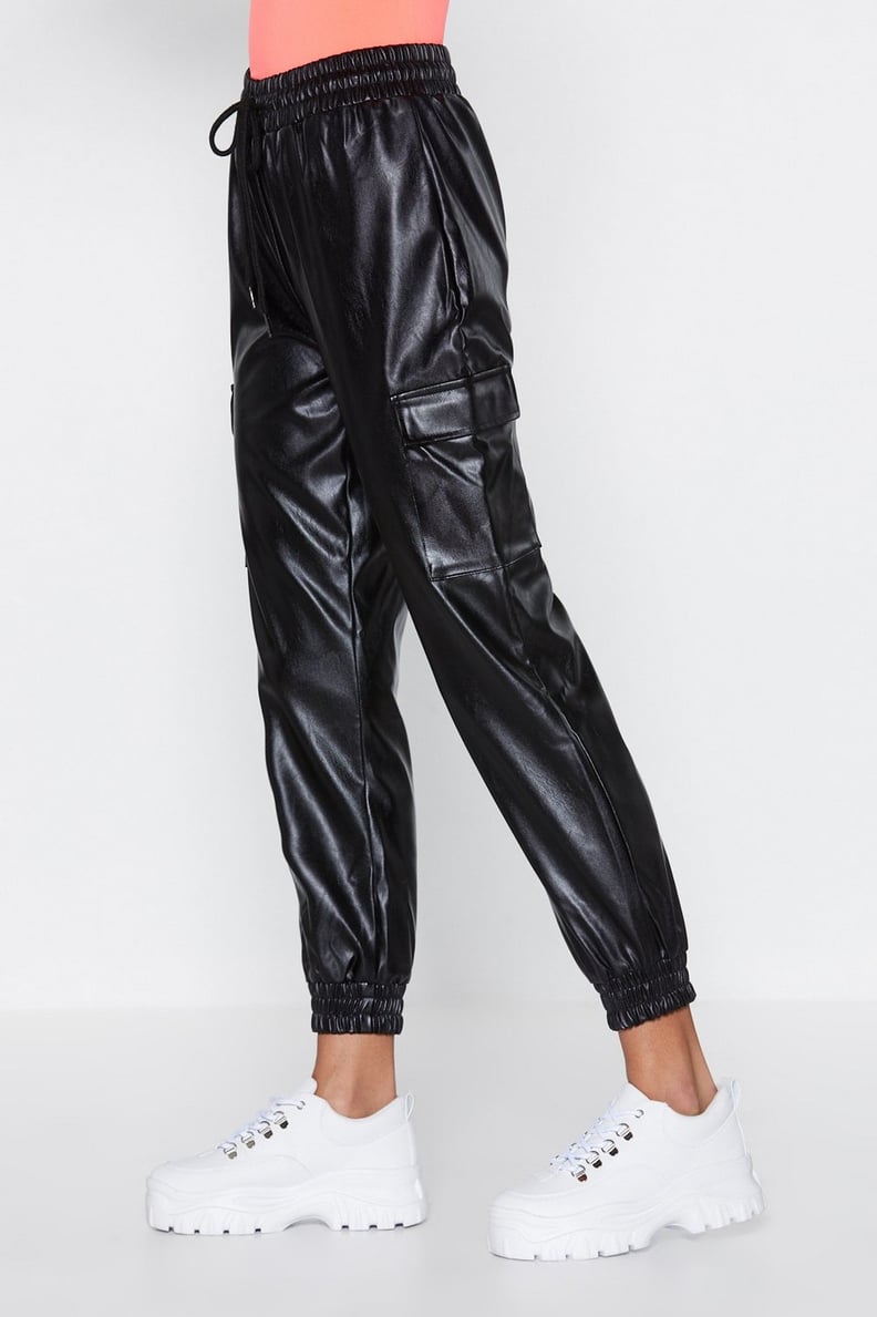Nasty Gal Feeling Active Faux-Leather Joggers