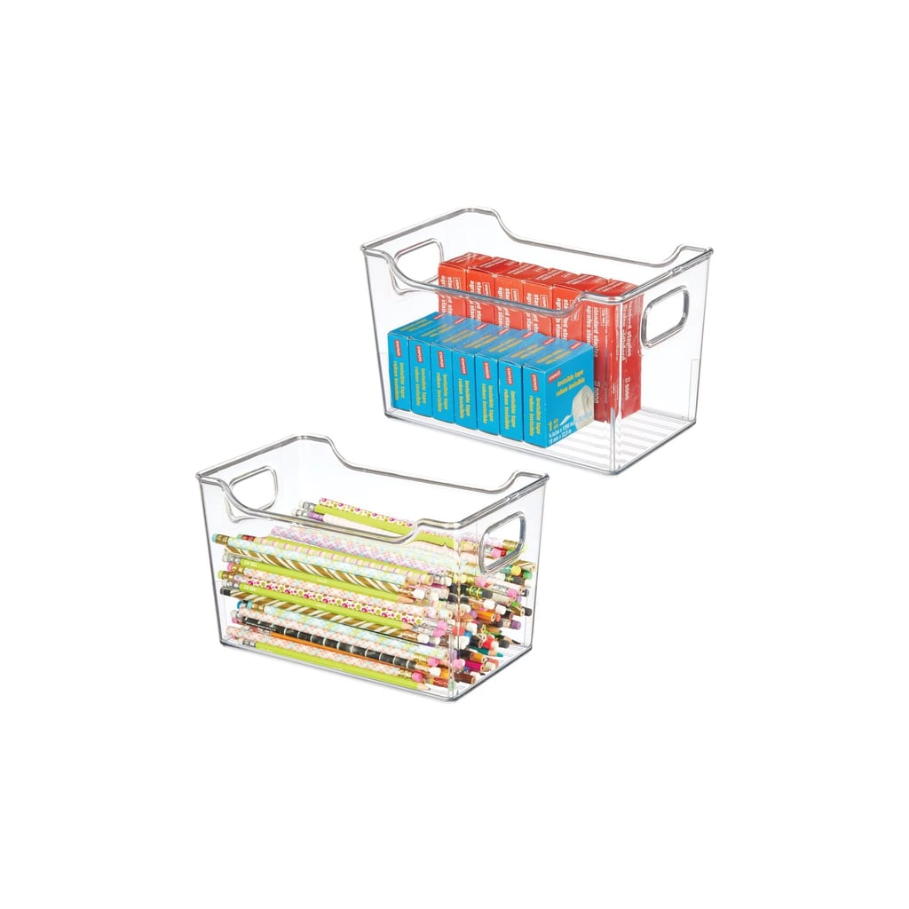 mDesign Large Plastic Home Office Desk Storage Organiser Bin