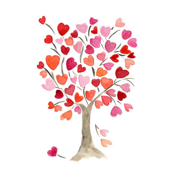 heart tree watercolor painting