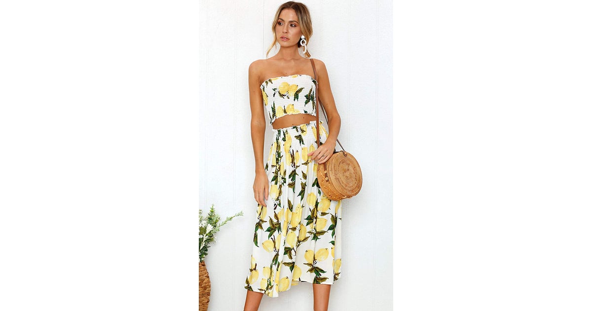 Angashion Floral Crop Top Maxi Skirt Set Best Vacation Clothes From Amazon Popsugar Fashion