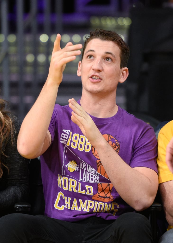 Miles Teller and Dax Shepard at Lakers Game April 2016