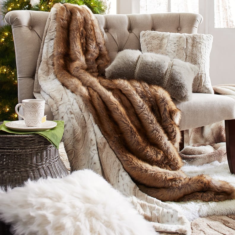 Faux Snow Leopard Fuzzy Throw