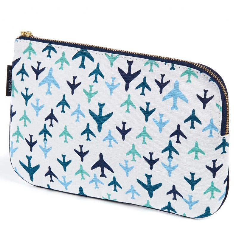 Keep Leaf Flat Cosmetic Bag in Planes Print