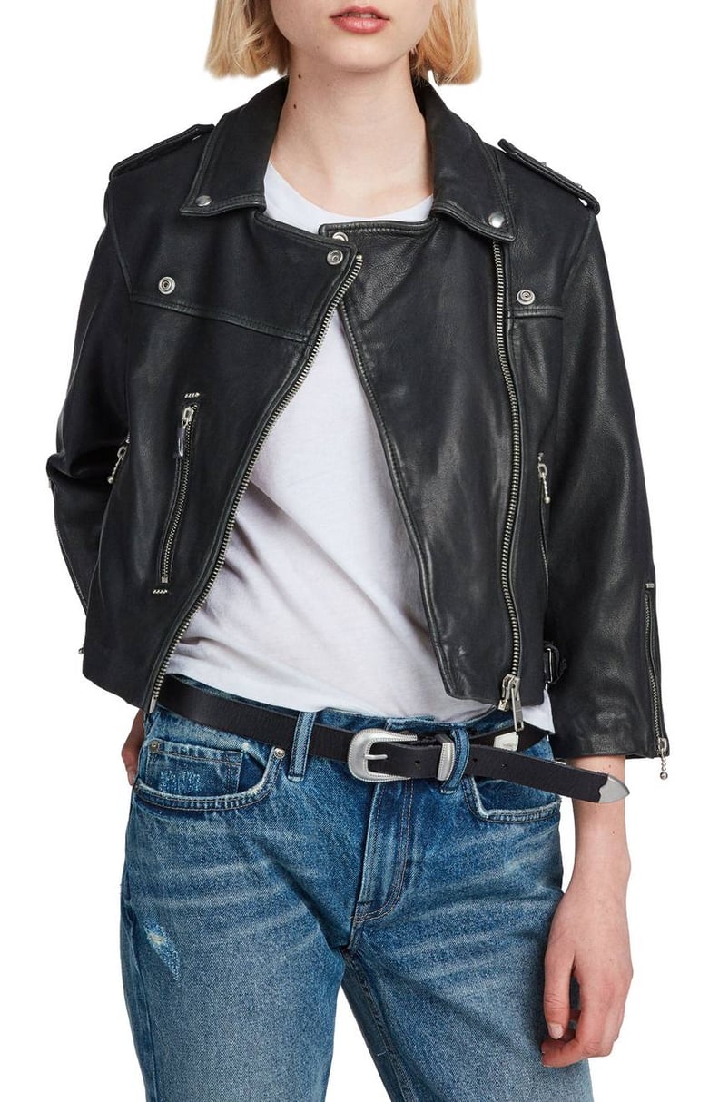 AllSaints Lara Sheepskin Leather Biker Jacket
