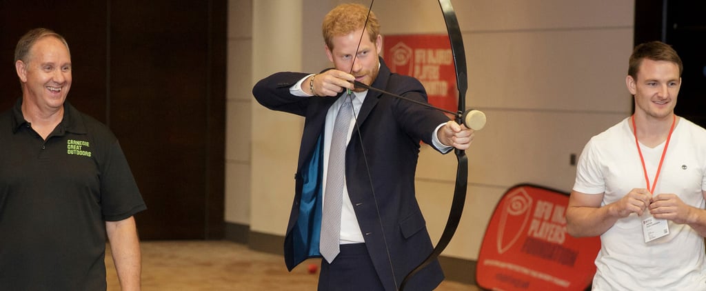 Prince Harry Puts His Archery Skills to the Test (and Adorably Fails) While Visiting a Charity