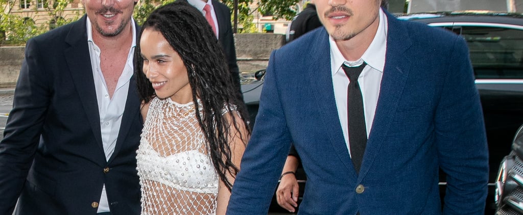 Zoë Kravitz Combined Bike Shorts and Sparkly Mesh For an Insanely Cool Rehearsal Dinner Look