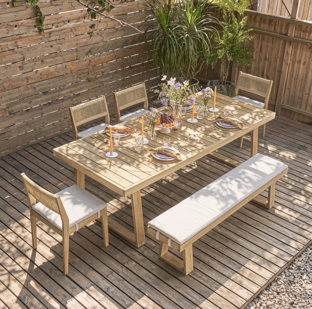 A Teak Dining Set: Castlery Rio Teak Dining Table with Bench and 4 Chairs