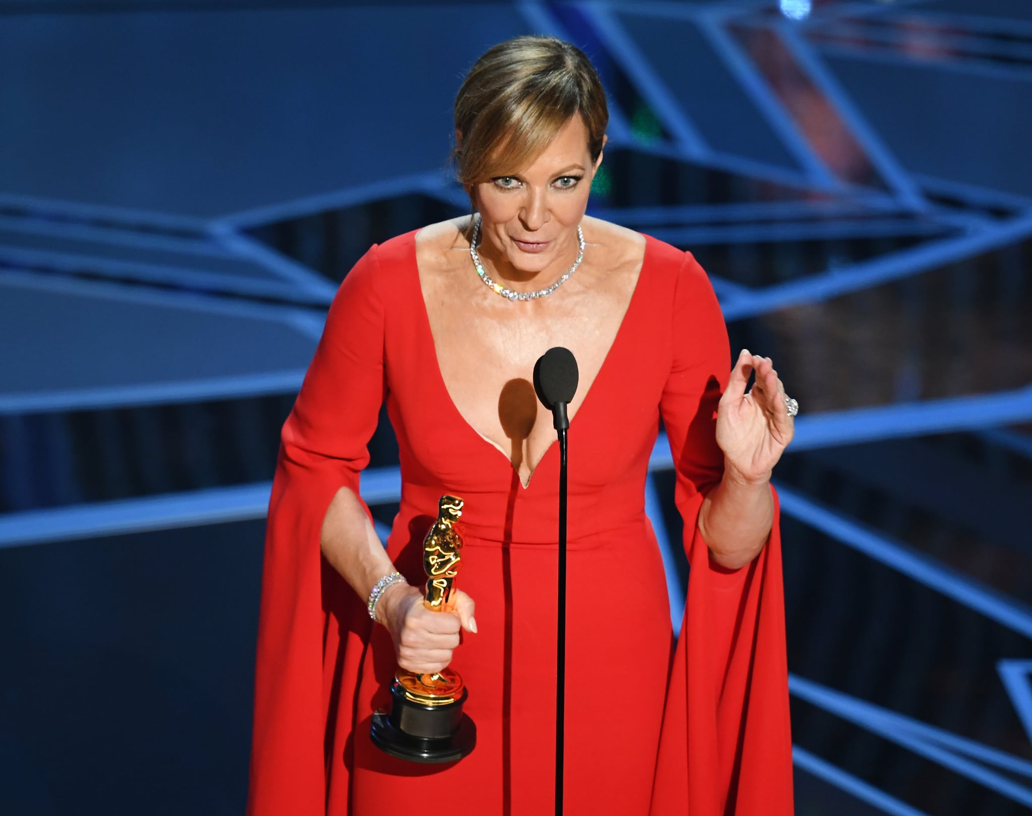 HOLLYWOOD, CA - MARCH 04:  Actor Allison Janney accepts Best Supporting Actress for 'I, Tonya' onstage during the 90th Annual Academy Awards at the Dolby Theatre at Hollywood & Highland Center on March 4, 2018 in Hollywood, California.  (Photo by Kevin Winter/Getty Images)